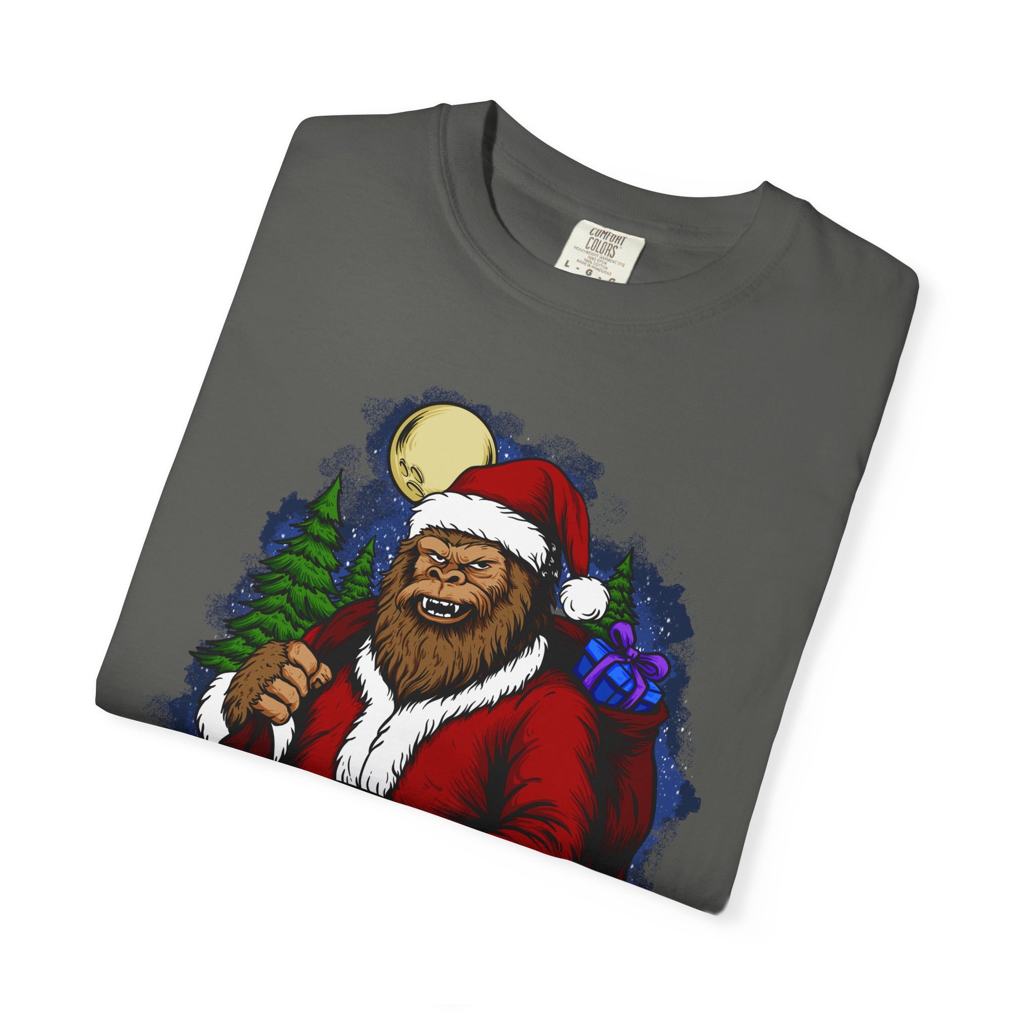 Funny Christmas Bigfoot T-shirt - "I Don't Believe in You Either"