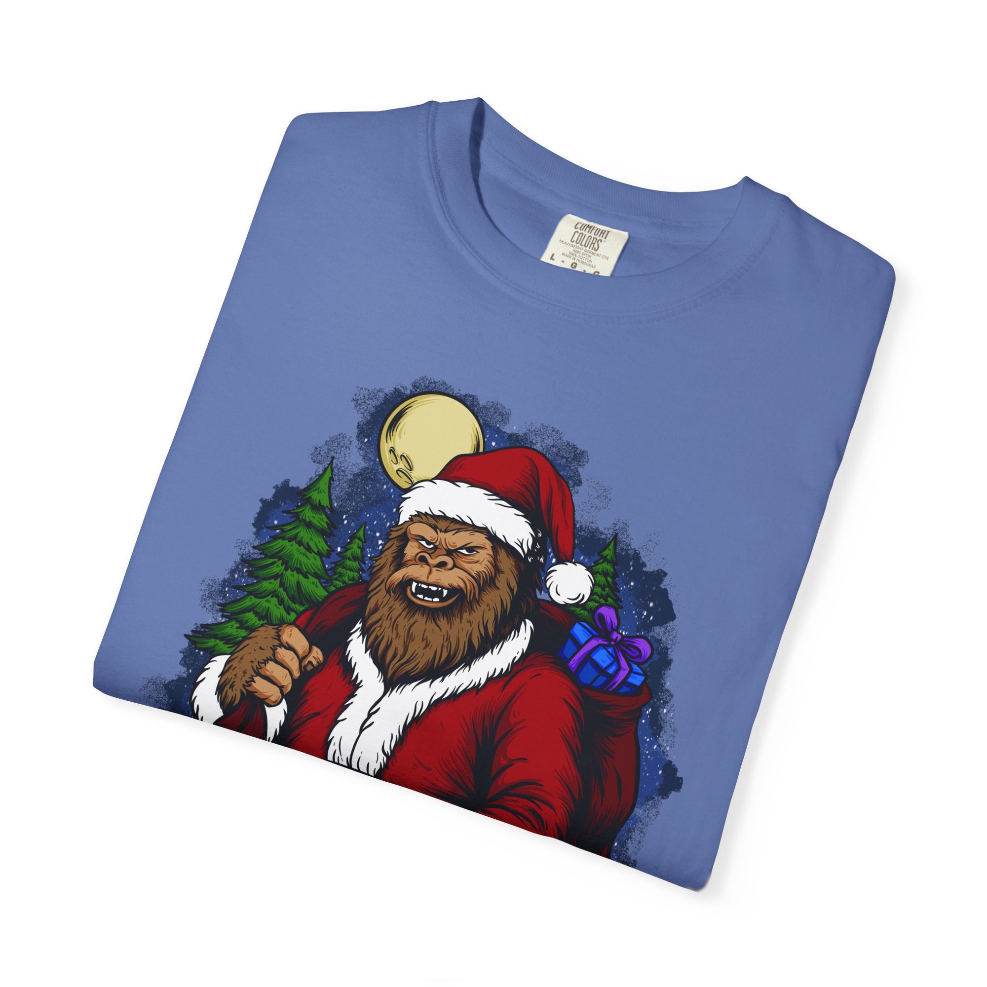 Funny Christmas Bigfoot T-shirt - "I Don't Believe in You Either"